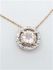 10K Solid Rose Gold Morganite Diamond Accent Slide Necklace Size 18.0